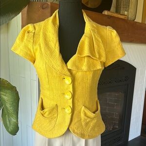 Nanette Lepore Yellow Tweed Blazer Tailored Fit